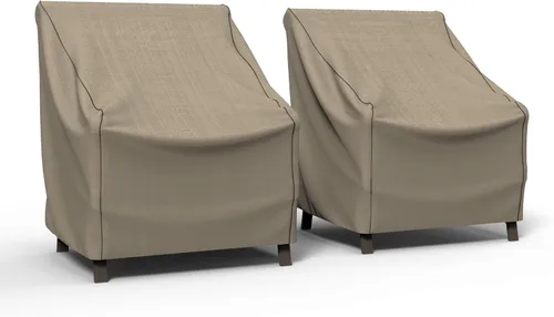 Vista 15 de Budge P1A02PM1-2PK funda para sillas de patio inglés, resistente y impermeable, extra pequeña, tejido tostado