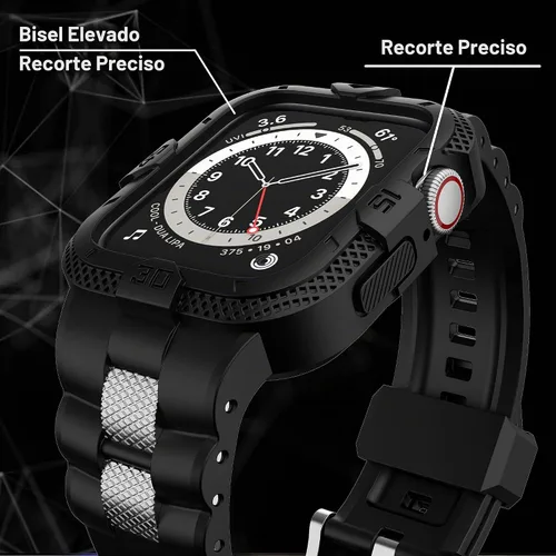 Vista 3 de Correas compatibles con Apple Watch de 45mm, 44mm y 42mm; correa deportiva resistente para hombre con estuche protector para relojes de las Series