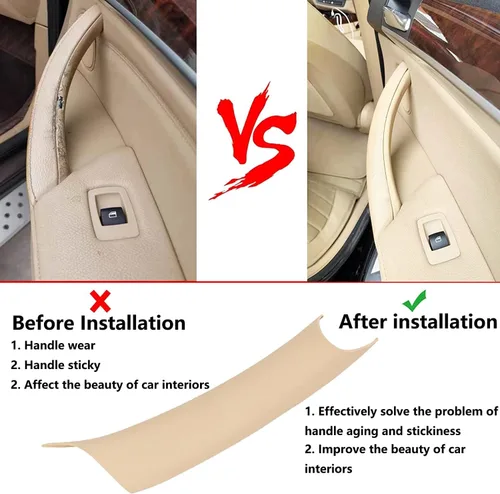 Vista 2 de Fundas para Manija de Puerta Compatibles con BMW Serie X5 F15/F85 2014-2018, BMW Serie X6 F16/F86 2015-2018 (3 piezas) (Beige)