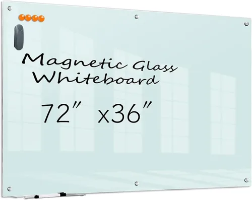 Vista 11 de KIZZBY Pizarra de Vidrio Negro de Borrado en Seco - Pizarra Magnética Negra para Pared, 48"x36" Pizarra Blanca Grande Sin Marco para Oficina, Hogar