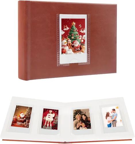 Vista 11 de Ruibytree Mini álbum de fotos de 64 bolsillos con espacio de escritura y ventana frontal, libro de fotos de piel sintética de 2 x 3 pulgadas