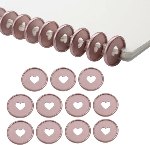 Vista 11 de HEVSTIL 11 piezas de discos expandibles de plástico en forma de corazón, discos de plástico para encuadernación de hojas sueltas, suministros