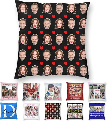 Vista 13 de Funda de almohada personalizada con texto de imagen, funda de almohada con foto personalizada, diseño personalizado para mamá, papá, amigos