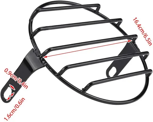 Vista 2 de Parrilla para faros delanteros de motocicleta, 65 pulgadas, montaje lateral, cubierta redonda, ajuste directo para Cruiser Chopper Bobber Custom