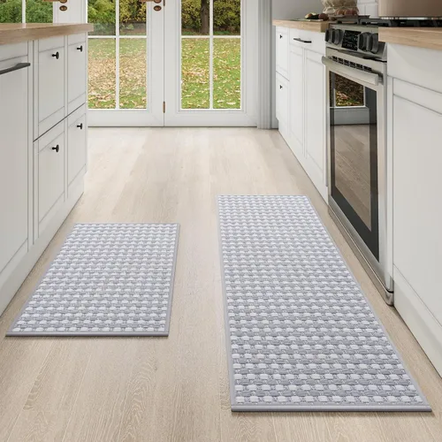 Vista 36 de YDKGL Alfombras de cocina antideslizantes y lavables, color negro, 17 x 30