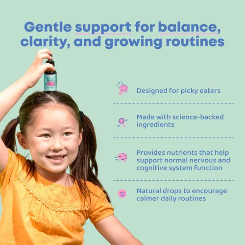 Vista 2 de JoySpring Suplemento de brócoli para niños Gotas de sulforafano y Bacopa Monnieri Apoya la función cognitiva Vegano y apto para niños