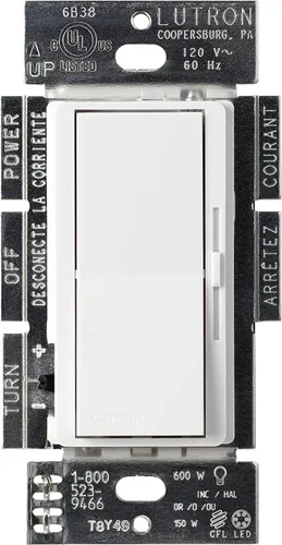 Vista 27 de Lutron Diva LED+ Interruptor de atenuación, atenuador de paleta, un solo polo/3 vías Almendra