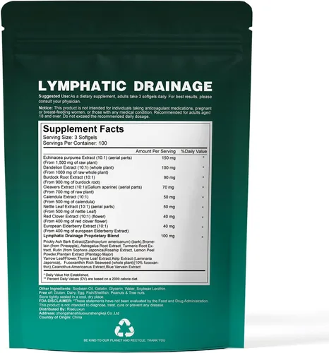 Vista 9 de Suplementos de drenaje linfático liposomal 21 en 1, cápsulas blandas, suministro para 100 días, soporte del sistema linfático de 6000 mg para 1