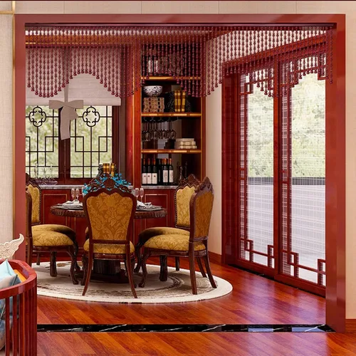 Vista 4 de Cortina de cuentas de madera de 25 hebras, persianas colgantes para puerta, no se decolora fácilmente, no se enreda, sala de estar, bodas, fiestas