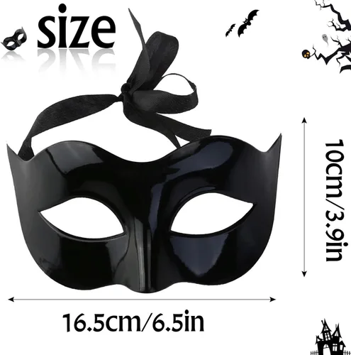 Vista 2 de Kaliosy Paquete de 5 máscaras negras de Halloween para parejas, máscara de carnaval veneciano para mujeres y hombres, decoración de fiesta