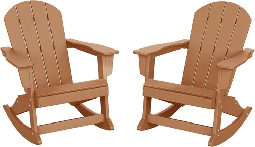 Vista 27 de HDPE Laguna Silla mecedora Adirondack de polietileno para exteriores (juego de 2), color negro