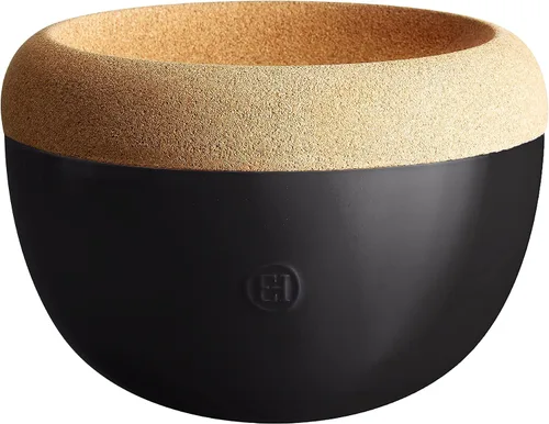 Vista 2 de Emile Henry Tazón de cerámica profunda para almacenamiento de alimentos, 10.6 x 7.3 pulgadas, trufa negra