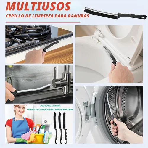 Vista 9 de Juego de cepillos de limpieza para grietas, herramientas de limpieza dura para lechada de baño, rieles de ventanas y puertas de ducha, limpieza