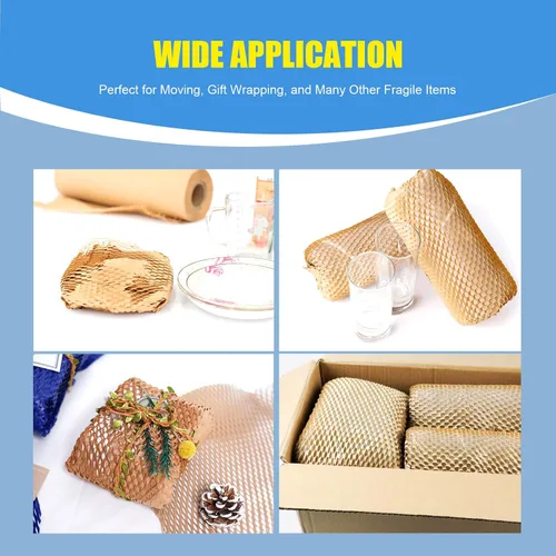 Vista 7 de Rollo de papel de embalaje de panal de abeja de 12 pulgadas x 295 pies con calcomanías frágiles, envoltura acolchada biodegradable para mudanza