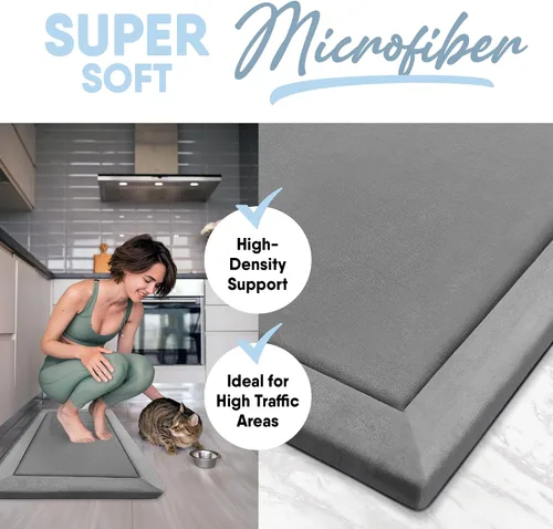 Vista 2 de Alfombra de espuma viscoelástica para sala de estar, alfombra de microfibra con almohadilla integrada, resistente a la decoloración y a las manchas