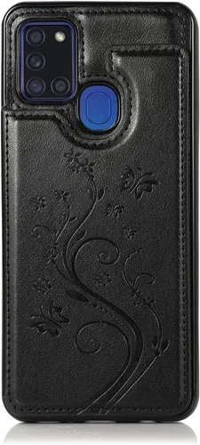 Vista 7 de Asuwish Funda de teléfono para Samsung Galaxy A21S con protector de pantalla de vidrio templado y tarjetero con soporte para tarjetero, accesorios