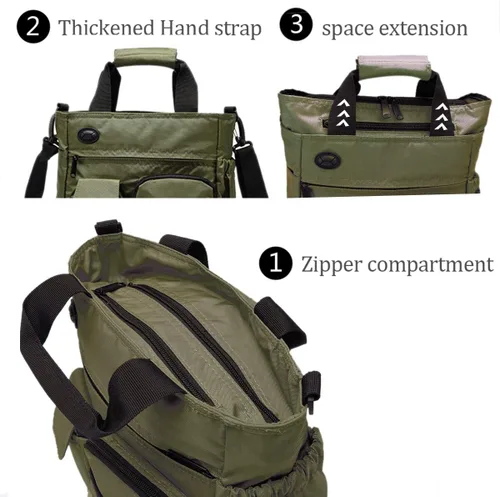 Vista 3 de d'yallee Bolso bandolera para hombre, impermeable, bolsa de trabajo, de nailon