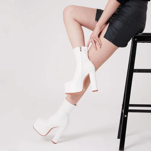Vista 5 de Lovee Cosee Platform Boots for Women Chunky High Heel GoGo Boots Ankle Booties