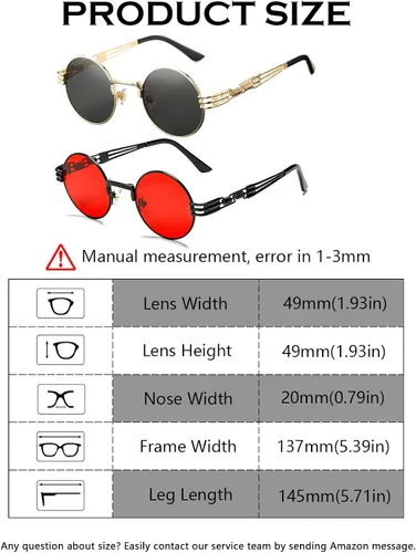 Vista 7 de DeBuff Gafas de sol retro redondas steampunk hippie