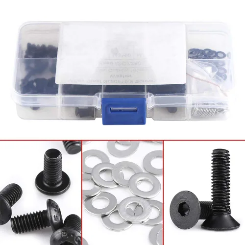 Vista 7 de Tornillo de cabeza plana, 180 tornillos de cabeza de botón plano M3 hexagonal y arandelas M3/M4 Kit surtido de tornillos de tuerca hexagonal