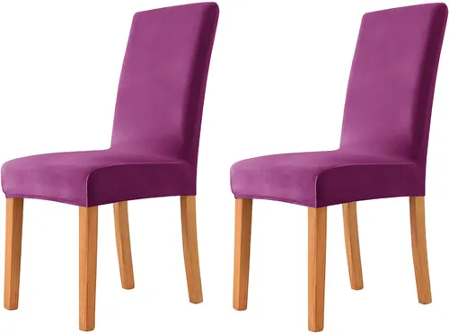 Vista 57 de Velvet Chair Covers Beige Gray, Stretch Dining Room Chair Covers 2 Pack, Super Fit Dining Chairs Slipcovers Spandex Washable Kitchen Parson Chair