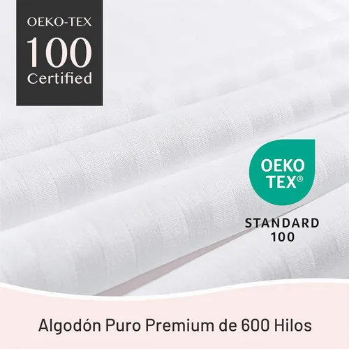 Vista 2 de 600TC - Protectores de almohada 100% algodón, tamaño estándar