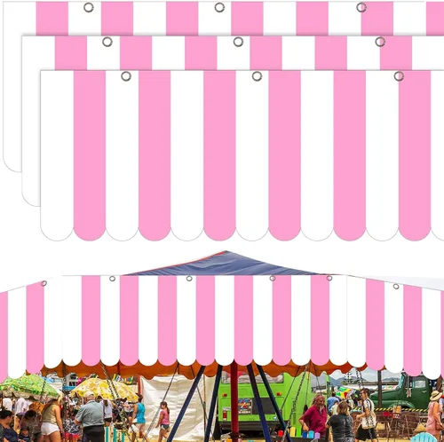 Vista 12 de Preboun 3 piezas de decoración de toldo de carnaval, tienda de campaña de circo, decoraciones colgantes de carnaval, pancarta de concesión, toldo