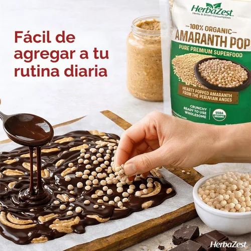 Vista 4 de HerbaZest Amaranth Pop, 8 onzas – USDA Organic, Sin Gluten & Proteína Completa