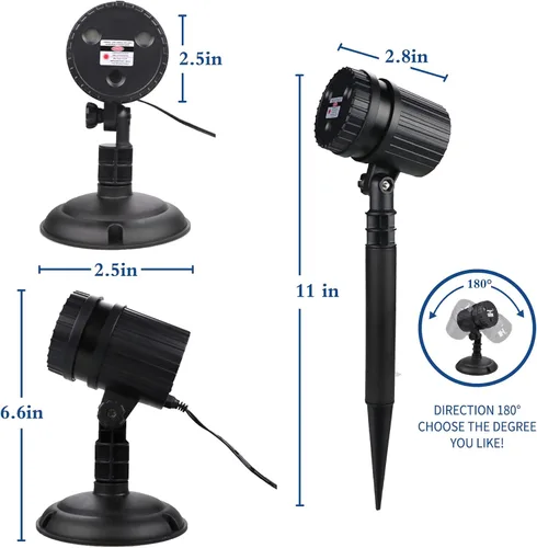 Vista 14 de Luces de proyector láser de Navidad, luces de proyección LED de 8 patrones con control remoto, proyectores de paisaje, espectáculo de estrellas