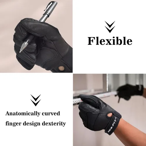 Vista 4 de Goatskin Climbing Gloves, Rescue & Rock Durable Grip for Rappelling, Tree, Wall, and Mountain Climbing