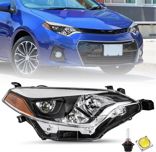 Vista 11 de SOCKIR - Conjunto de faros delanteros para Toyota Corolla 2014 2015 2016 Carcasa negra con reflector ámbar