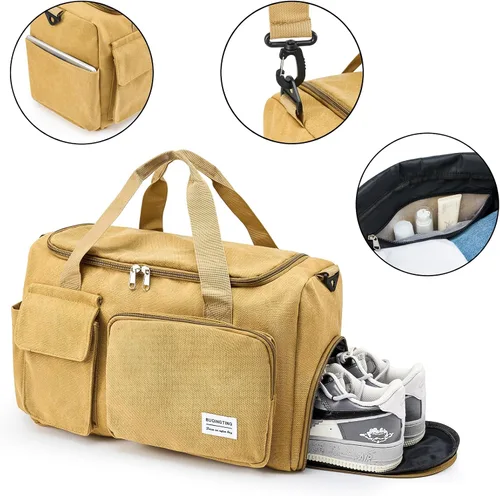 Vista 225 de Pequeña bolsa de gimnasio para mujer, bolsa de viaje con compartimento para zapatos