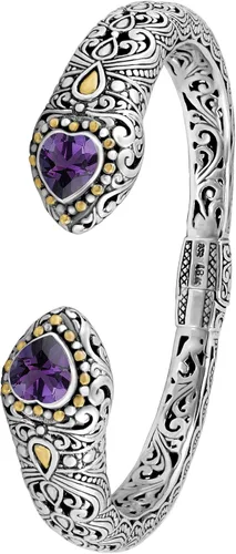 Vista 7 de DEVATA Pulsera de plata de ley 925 y oro de 18 quilates con piedras preciosas de filigrana Bali
