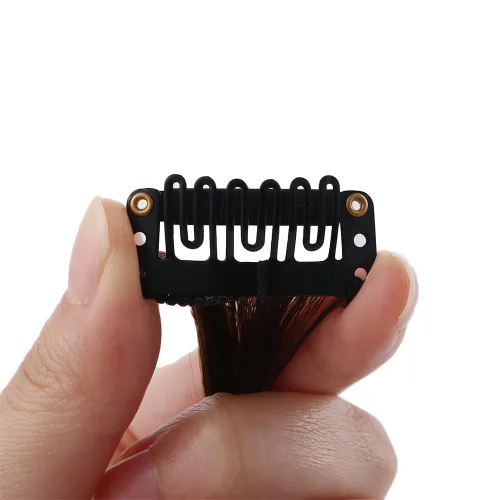 Vista 6 de Vctitil Flequillo de pelo falso para mujer, fleco lateral natural, fleco lateral largo, ondulado, rizado, clip en fleco lateral frontal (negro)