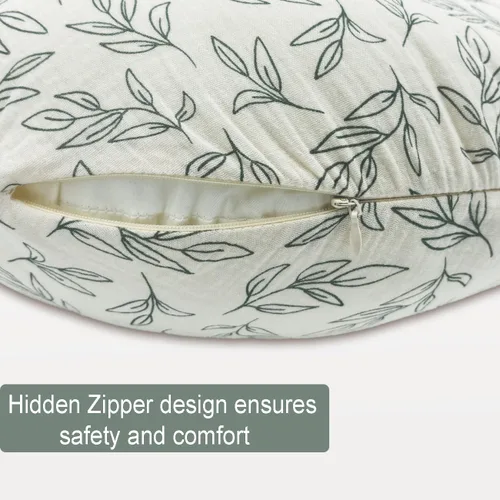 Vista 6 de Funda de almohada de lactancia, paquete de 2 fundas extraíbles de muselina de algodón para almohadas de lactancia, funda de almohada ultrasuave