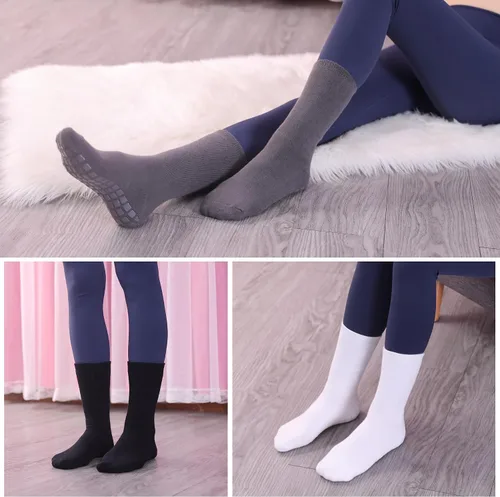 Vista 5 de MQELONG Calcetines de yoga antideslizantes con agarres para pilates, ballet, entrenamiento descalzo, calcetines atléticos, antideslizantes, 4 pares
