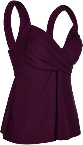 Vista 3 de Hilor Traje de baño tankini para mujer, parte superior de natación con nudo frontal envolvente push up