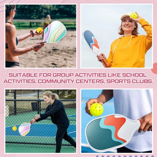 Vista 7 de Juego de 8 palas de paddleball de madera, raqueta ligera con agarre ergonómico y 2 bolsas de transporte para jugadores de todos los niveles, hombres