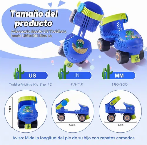 Vista 2 de Kids Roller Skates for Girls and Boys Age 2-4 Years Old,Adjustable Quad Toddler Children Beginner Roller Skates
