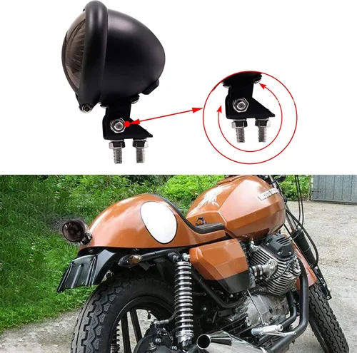Vista 4 de Luz trasera LED para motocicleta, lente ahumada, luz de conducción LED redonda, lámpara de freno para motocross, motocicleta (negro)