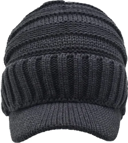 Vista 6 de C.C Gorro de punto acanalado de gran tamaño con visera