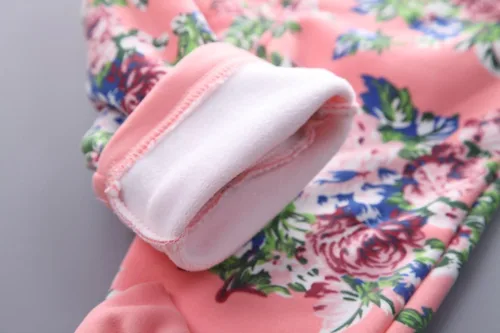 Vista 6 de Conjunto de ropa de primavera y otoño e invierno para niñas pequeñas, terciopelo cálido con capucha y pantalones