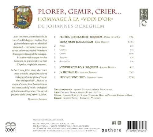 Vista 2 de Plorer, Gemir, Crier: Homenaje a la voz dorada de Johannes Ockeghem