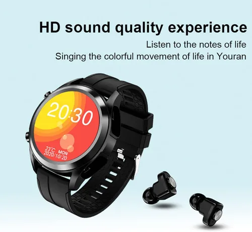 Vista 8 de Tuanzi Reloj inteligente T10 con auriculares 1.28 pulgadas 2 en 1 Smartwatch integrado inalámbrico combinado TWS HiFi auriculares estéreo Monitor