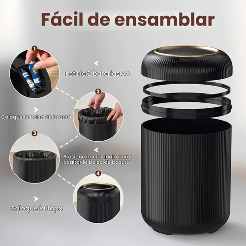 Vista 5 de Procade - Basurero automático sin contacto para baño, cubo de basura con sensor de movimiento, basurero inteligente de 3 galones / 11 L para oficina
