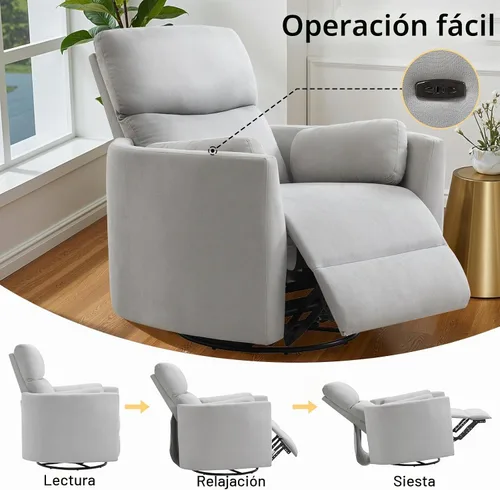 Vista 4 de Jocisland Silla mecedora eléctrica para cuarto de bebé, reclinable Gris claro