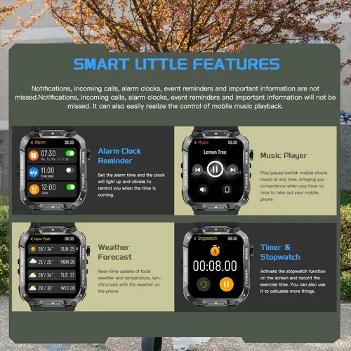 Vista 5 de Reloj inteligente con función de teléfono, hacer/responder llamadas con control de voz AI, reloj inteligente con 28 modos deportivos, podómetro