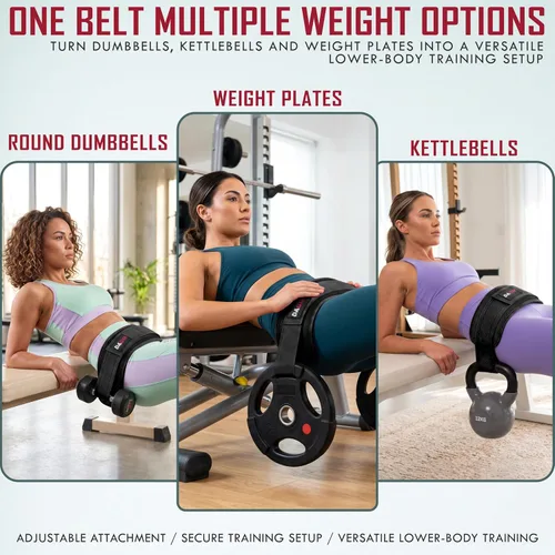 Vista 5 de DAGM Hip Thrust Belt for Dumbbells Heavy No Bruise. 500 lbs, Women & Men Negro