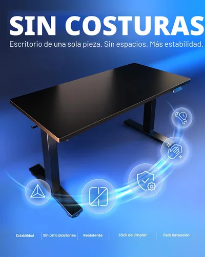 Vista 3 de FLEXISPOT EN1 - Escritorio de pie de una pieza, 40"x24" de escritorio sin costuras, eléctrico, altura ajustable para oficina en casa, salas de Negro