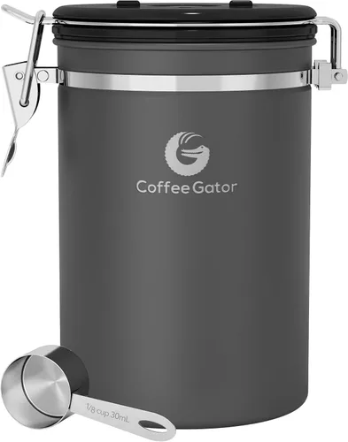 Vista 18 de Coffee Gator - Recipiente para café de acero inoxidable hermético de 11 oz, contenedor de almacenamiento de alimentos para cocina con rastreador